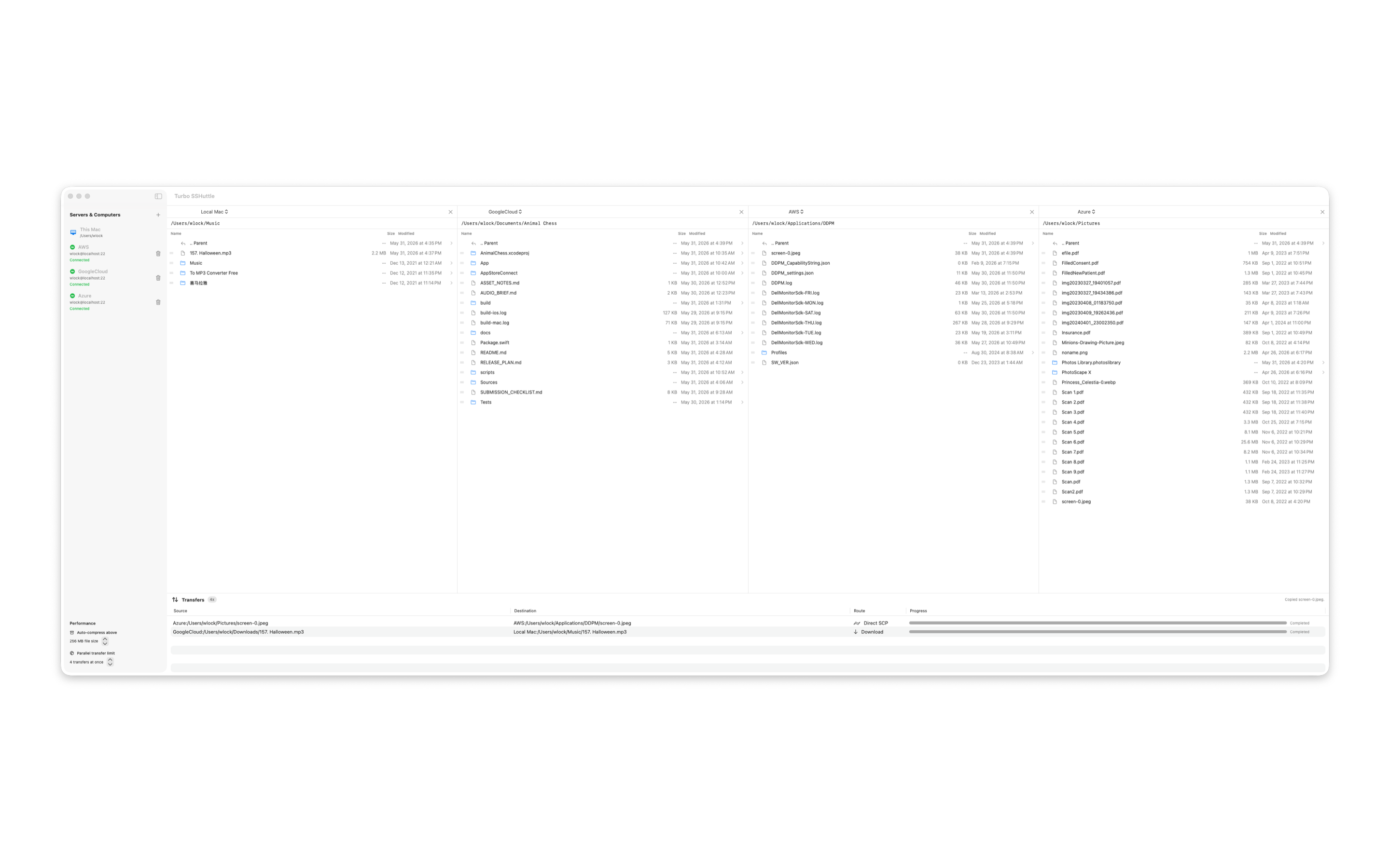 Turbo SSHuttle multi-panel file browser