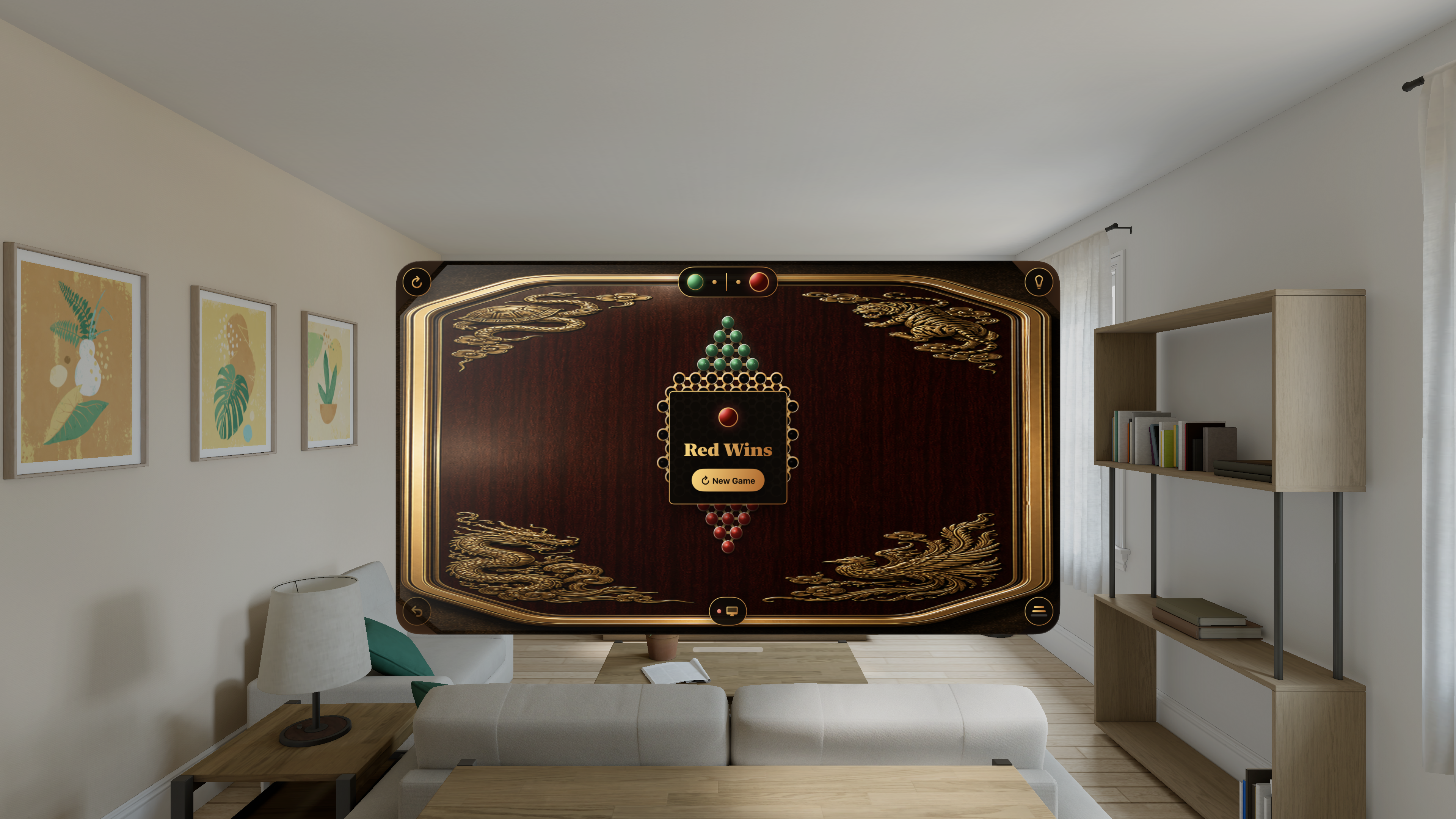 Horizontal Vision Pro board with winner state